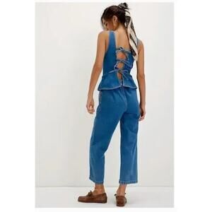Free People We The Free Hazel Denim Jumpsuit Size XL